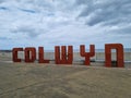 Colwyn Bay sign beach Wales 2022 cymru