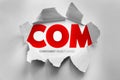 COM Component Object Model text exposed by torn paper effect, software technology concept representing modular programming, Royalty Free Stock Photo