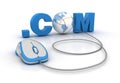 .COM 3D Word with Globe World and Computer Mouse Royalty Free Stock Photo