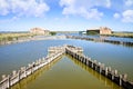 The Comacchio valleys are known worldwide for eel fishing - It is a UNESCO site and protected area in Ferrara city Emilia Romagna Royalty Free Stock Photo