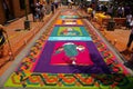 Traditional Sawdust carpet religous festival Honduras 2018 Royalty Free Stock Photo