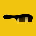 Comb black icon. Barber tool. Hair care equipment. Red plastic comb your hair