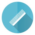 Comb blue round flat design vector icon isolated on white background, style, haircut, hair salon illustration in eps 10 Royalty Free Stock Photo