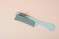 Comb with hair loss, health problem, issue of aging, alopecia areata by stress or infection, hairbrush