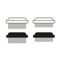 Comb hair tools. Black white Vector elements. Linear solid objects. Simple graphic set Royalty Free Stock Photo