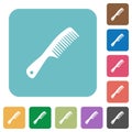 Comb with handle rounded square flat icons Royalty Free Stock Photo