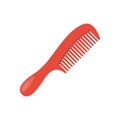 Comb icon. Barber tool. Hair care equipment. Red plastic comb your hair.