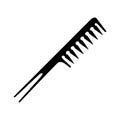 The comb icon. Black silhouette of a comb with large teeth for detangling hair and two teeth on the handle for styling hair. Royalty Free Stock Photo