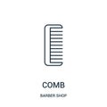 comb icon vector from barber shop collection. Thin line comb outline icon vector illustration Royalty Free Stock Photo