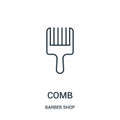 comb icon vector from barber shop collection. Thin line comb outline icon vector illustration Royalty Free Stock Photo