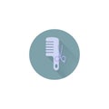 Comb and scissors. Hairdresser tools flat vector icon