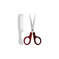 Comb and scissors icon in flat style Royalty Free Stock Photo