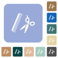 Comb and scissors rounded square flat icons Royalty Free Stock Photo