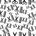 Comb and scissors seamless pattern. Vector background Royalty Free Stock Photo