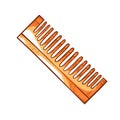 Comb for untangling hairs or beard with similar teeth. Wooden or plastic tool for hairdresser, barber.