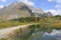 Combal lake and aiguille noire Royalty Free Stock Photo