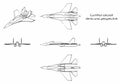 Combat aircraft. Outline like a brushstrokes.