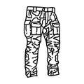Combat Army Long Pants Icon. Doodle Hand Drawn or Outline Icon Style
