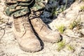 Combat boots in the desert