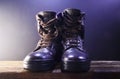 COMBAT BOOTS WITH LOOSELY THREADED LACES