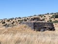 Combat bunkers left from the time of the War of the Doomsday Yom Kippur War on the Golan Heights, near the border with Syria, Is