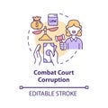 Combat court corruption concept icon