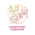 Combat court corruption red concept icon