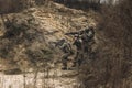 Group of soldiers with rifles before combat