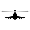 Combat helicopter attack military concept view front icon black color vector illustration image flat style