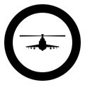Combat helicopter attack military concept view front icon in circle round black color vector illustration image solid outline