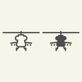 Combat helicopter line and glyph icon. Military copter vector illustration isolated on white. Chopper outline style Royalty Free Stock Photo