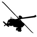 Combat helicopter silhouette isolated on white background. Vector illustration Royalty Free Stock Photo