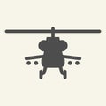 Combat helicopter solid icon. Military copter vector illustration isolated on white. Chopper glyph style design Royalty Free Stock Photo