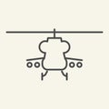 Combat helicopter thin line icon. Military copter vector illustration isolated on white. Chopper outline style design Royalty Free Stock Photo