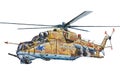 Combat helicopter on a white background