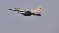 Combat jet airplane of Israeli Air Force in flight. Copy space.