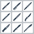Combat knives icon set