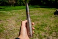 Combat large-caliber ammunition with a bullet in the hands