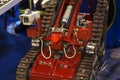 Combat mine clearance robot with caterpilar. Smart military concept