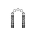 Combat nunchaku icon, black monochrome style