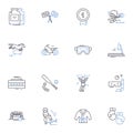 Combat sports line icons collection. Boxing, MMA, Wrestling, Judo, Kickboxing, Muay Thai, Karate vector and linear