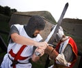 Combat of two knights Royalty Free Stock Photo