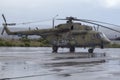 Military helicopter at the airport Royalty Free Stock Photo