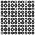 100 combat vehicles icons set black circle