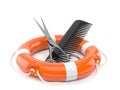 Comber with scissors with life buoy