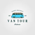 Combi car van tour authentic t shirt vintage logo design illustration