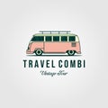 Combi van car vintage logo design vector illustration