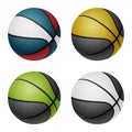 Combinated color basketballs. Isolated on white Royalty Free Stock Photo
