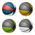 Combinated color basketballs. Isolated on white Royalty Free Stock Photo