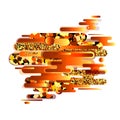 A combination of abstract gold, copper, shimmering and shiny rounded shapes. Modern and fashionable, festive color palette